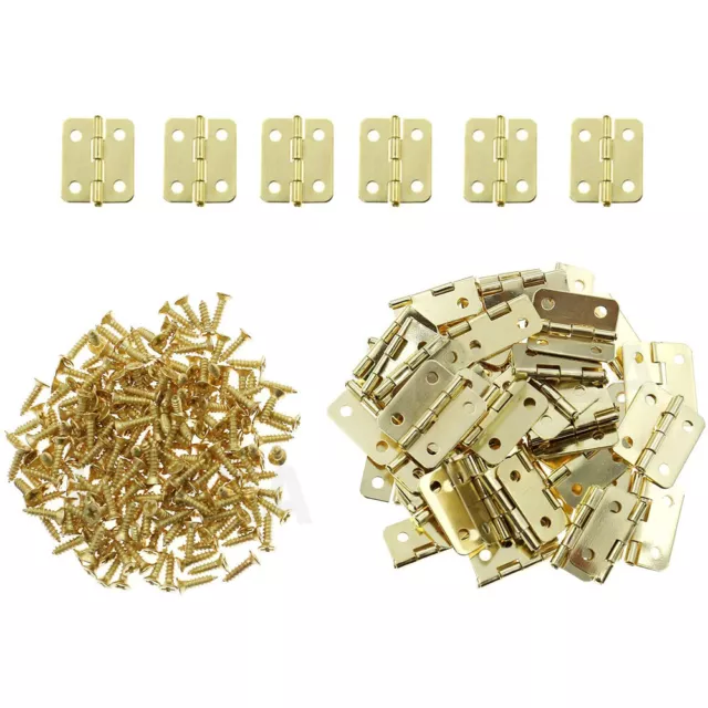 50/100pcs Brass Plated Mini Hinge Small Decorative Jewelry Box Hinges with Nails 3