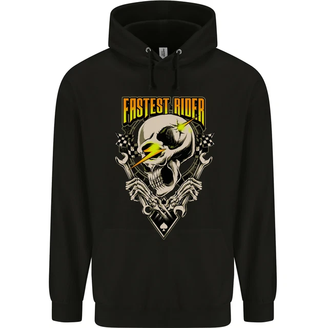 Fastest Rider Motorcycle Motorbike Biker Mens 80% Cotton Hoodie