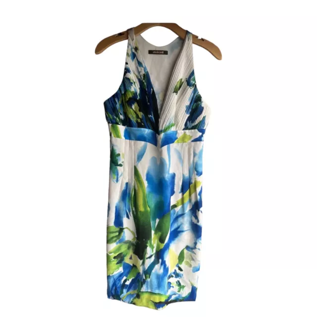 Roberto Cavalli Floral Abstract Sleeveless Blue Silk dress Size  Size 8 IT44