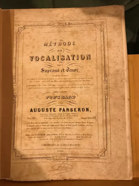Auguste Panseron méthode de vocalisation soprano ténor partition Schott partie 1
