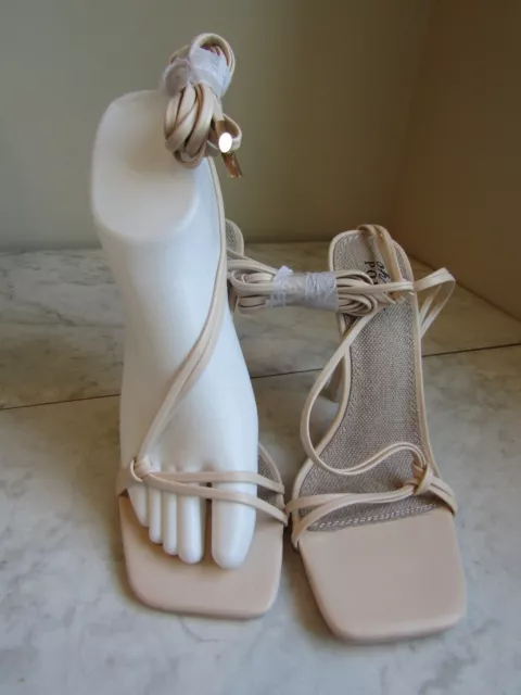 NIB Oh Polly Ivory High Heeled Lace Up Leg Leather Women's Shoes 6 EU 36 UK 4