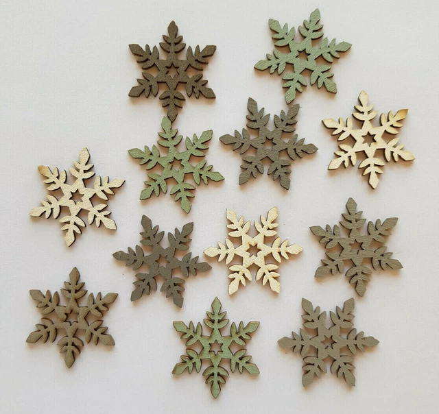 Schneeflocke Holz Streuteile Winter Weihnachten Sticker Basteln Kleben Tischdeko