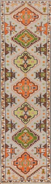 Runner Rug 3x12 ft. Geometric Heriz Serapi Oriental Hand-Knotted Wool Carpet