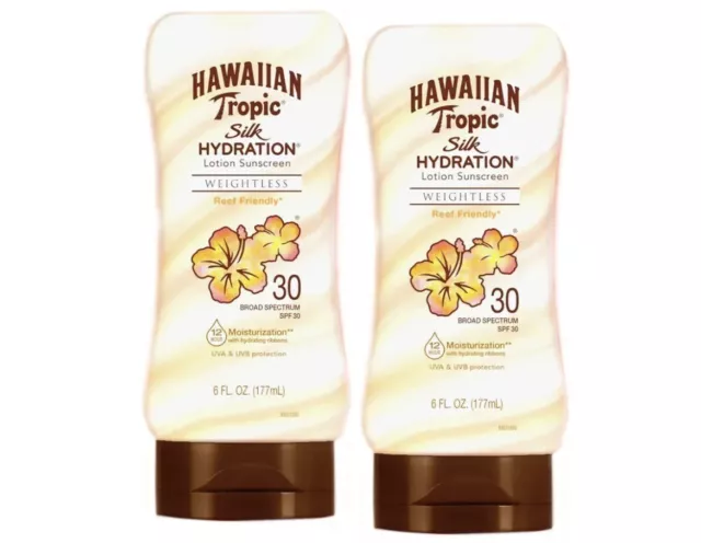 Hawaiian Tropic Silk Hydration Weightless Sunscreen Lotion 6 Fl Oz. - Pack of 2
