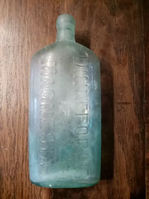 Vintage Old Antique Glass Bottle Dinnefords Magnesia Medical Medicine Victorian