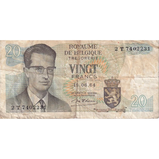 [#149817] Belgium, 20 Francs, 1964, 1964-06-15, KM:138, VF(20-25)
