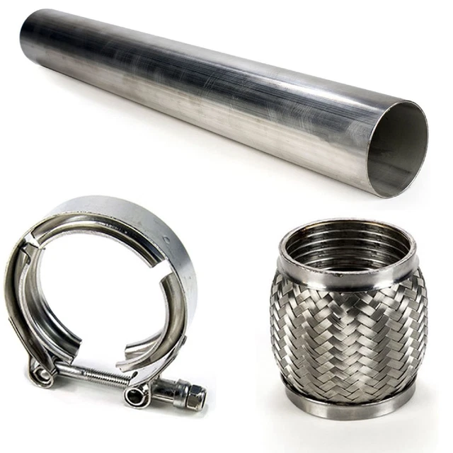 Squirrelly 2.5" Straight Mandrel Bend 4Ft with Cat-Backs Headers & V-Band Clamp