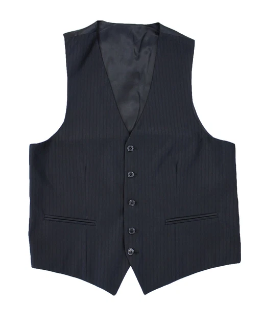Panciotto Gilet Uomo Sartoriale Nero Rigato Elegante Casual 100% Made In Italy