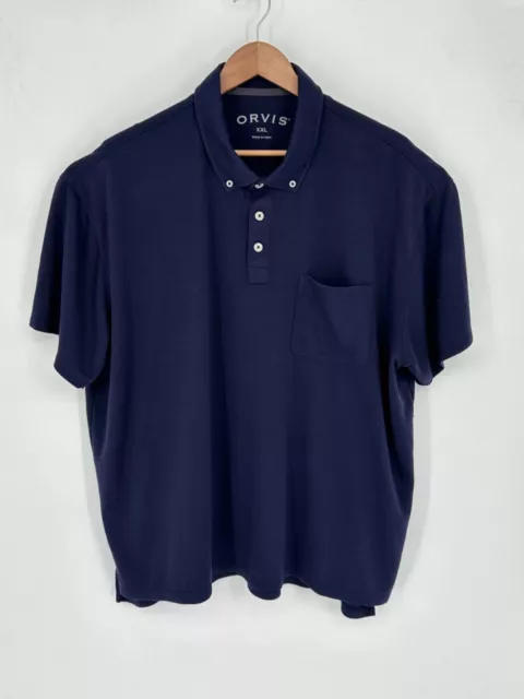 ORVIS MENS SZ 2XL Navy Blue Polo Short Sleeve Golf Casualwear Outdoors ...