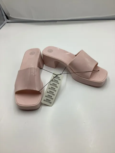 Size 9 WS New Urban Outfitters UO Pink Heel Slide Sandals Block Heel NWT