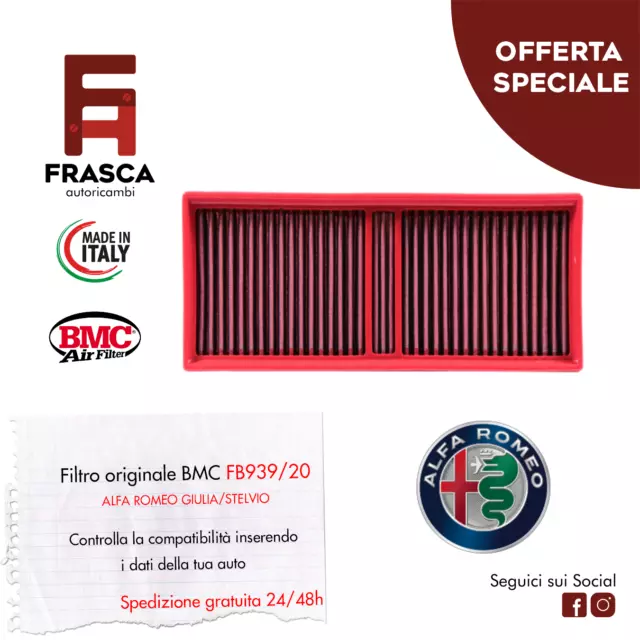 Filtro Aria Sportivo BMC Alfa Romeo Stelvio 949 2.2 D 209 CV 2.0 280 CV 201 CV