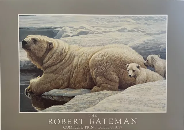 Robert BATEMAN Arctic Family Polar Bears art paper 12.25" x 19" Cubs Canada