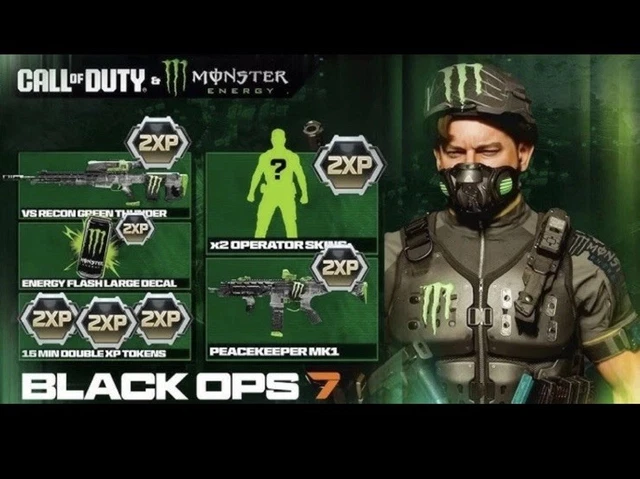 CALL OF DUTY Black Ops 7 COD BO7 Full Set 2xp Double XP Monster Energy ...