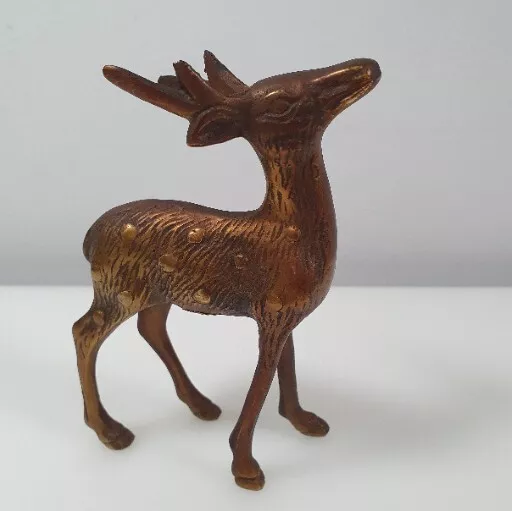 Vintage Solid Brass Buck Stag Deer Ornament Korean Brass 4.5" Tall