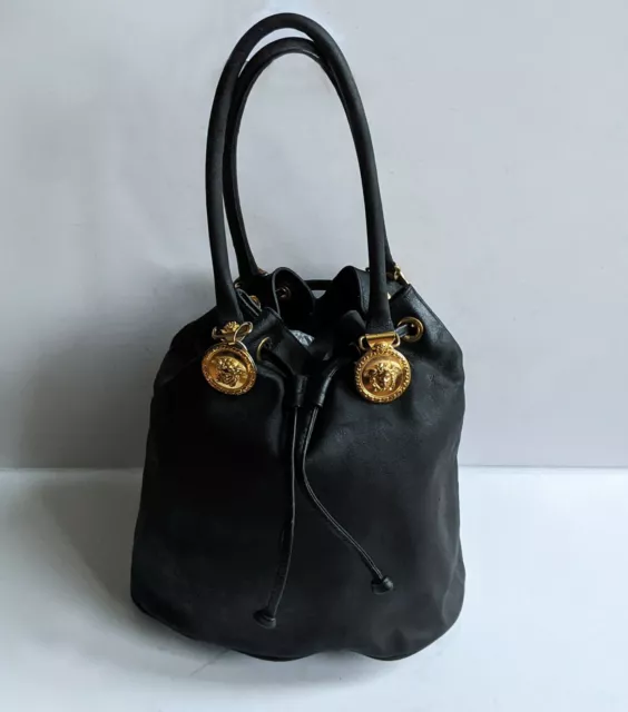 Gianni Versace black handbag bucket bag (vv)