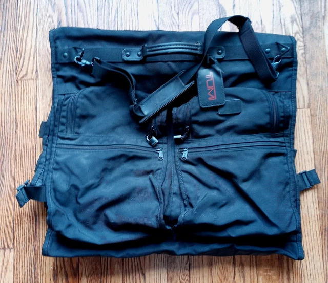 VTG TUMI Black Garment Bag Ballistic Nylon Alpha Bi Fold Carry On Travel Pockets