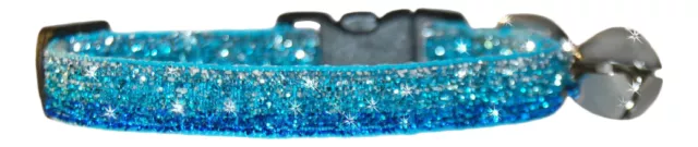 Ombragé Bleu Turquoise Paillettes Collier De Sécurité Pour Chaton Chat