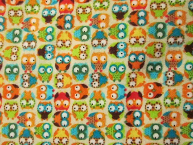 Owls Mini Owl Hoot Colors Cream Flannel Fabric Fq