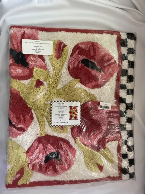 NEW Mackenzie Childs Poppy Bath Mat / Rug 21"X34" NIP