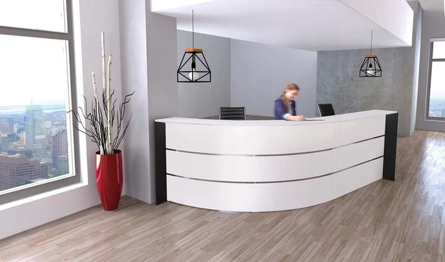 Bari Empfangstheke 334x200 cm gebogen Empfang Rezeption Bogentheke Weiß
