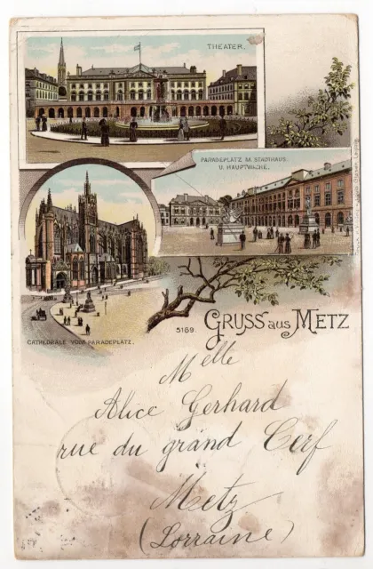 METZ Moselle CPA 57 GRUSS Aus metz Souvenir Metz card 3 views cathedral theatre