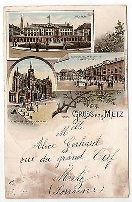 METZ moselle CPA 57 GRUSS Aus metz Souvenir Metz carte 3 vues théatre cathédrale