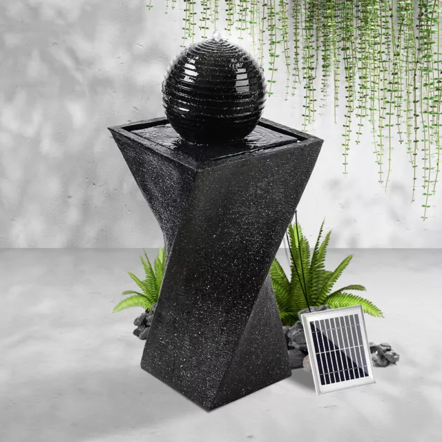 Solar Twist Fountain Indoor Outdoor Garden Water Feature Decor W/ 4 LED Light