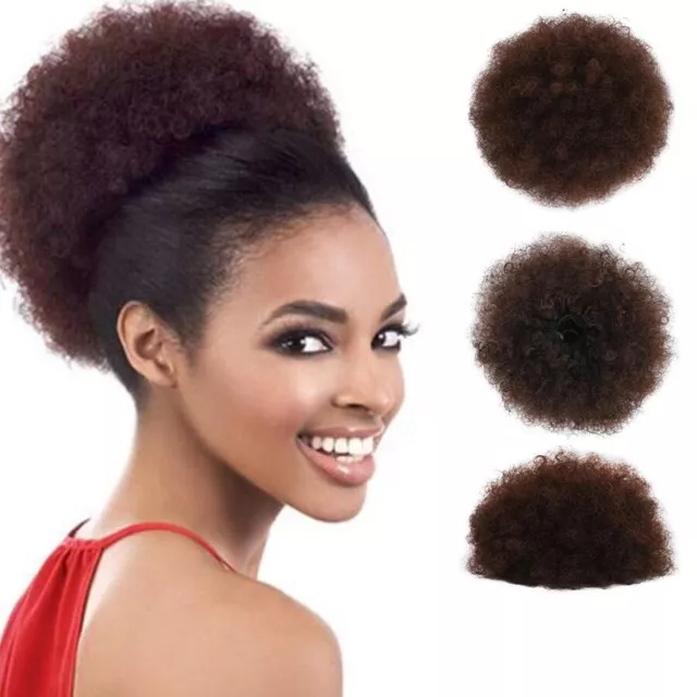 UK Women Hair Bun Afro Kinky Curly Puff  Short Drawstring Hair Extension Hairdo