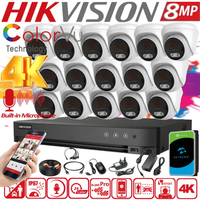 HIKVISION 4K CCTV Security 8MP ColorVu Camera Audio System Night Vision Outdoor