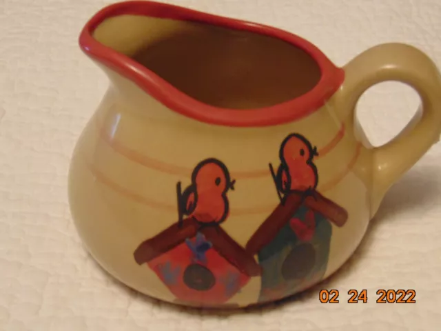 Heatherstone MW Studio Pottery BirdHouse Birds Country Farmhouse Pitcher Creamer