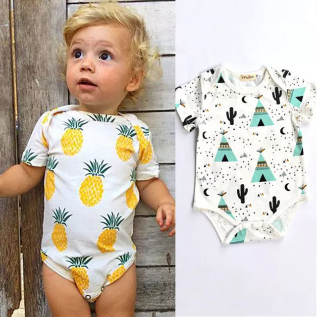 Abiti neonati bambini bambine stampa frutta romper body tuta vestiti