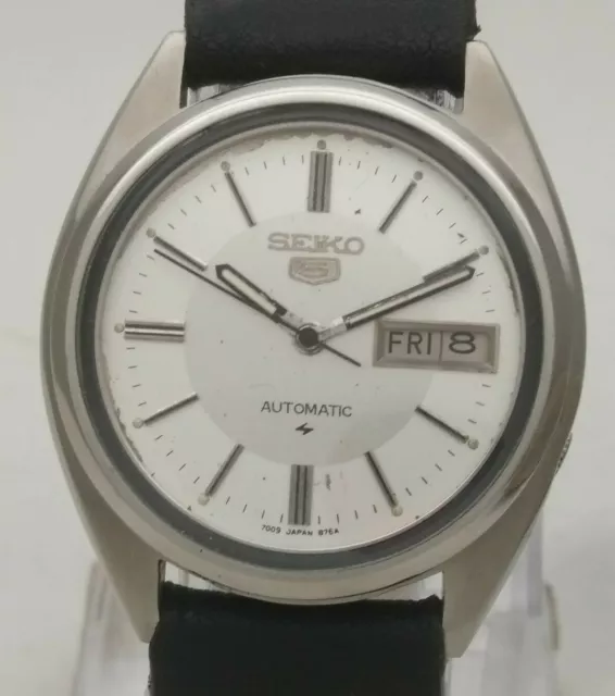 VINTAGE SEIKO 5 Japan 17J Automatic 7009 3040 37mm Steel D/D Men's Wrist  Watch EUR 5,97 - PicClick FR