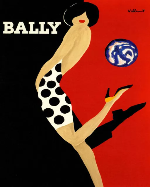 Poster Bally Women Men Shoes Legs Kicking Ball Fashion Vintage Repro Free S/H