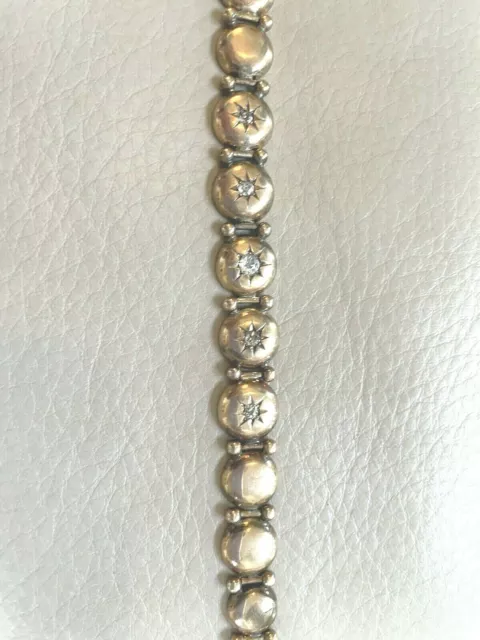 Antique Victorian 9K Yellow Gold Diamond Bracelet 7"