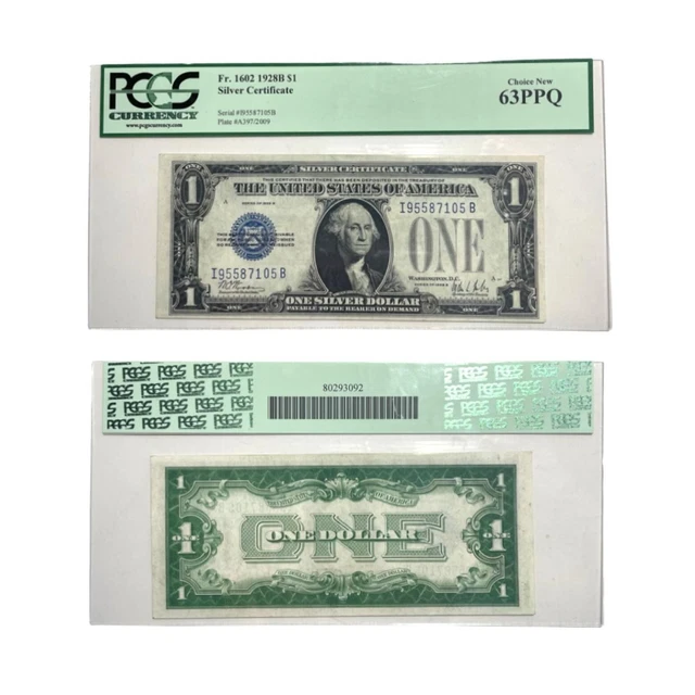 1928-B  $1  FUNNY BACK  BLUE SEAL SILVER CERTIFICATE PCGS CH New 63 PPQ