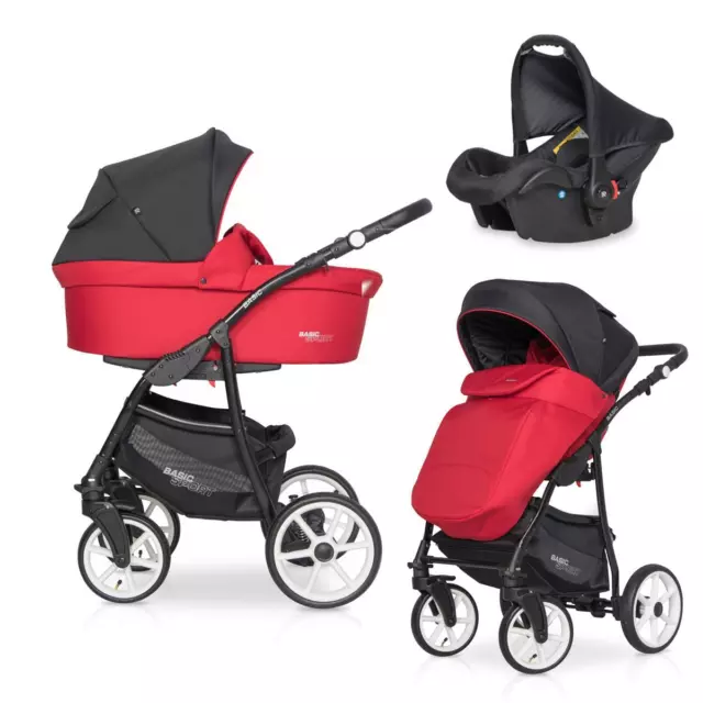 Ensemble de poussette 3in1 2in1 Isofix buggy porte-bébé Basic Sport by Lux4Kids