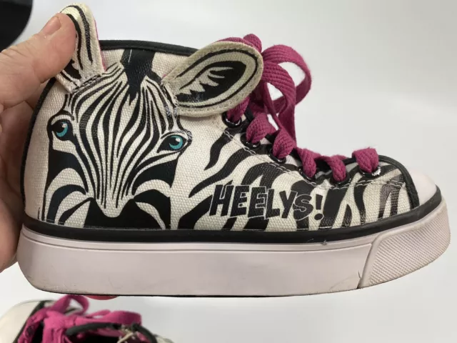 Heelys Girls Zoo Crew Zebra Roller Shoes Youth 13C Double Wheels