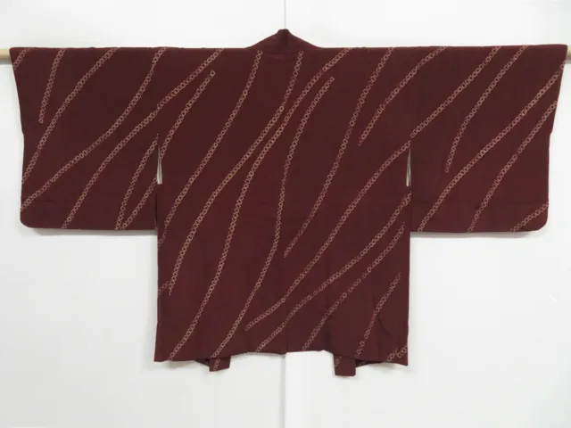 0930i10z500 Vintage Japanese Kimono Silk HAORI Dark brown