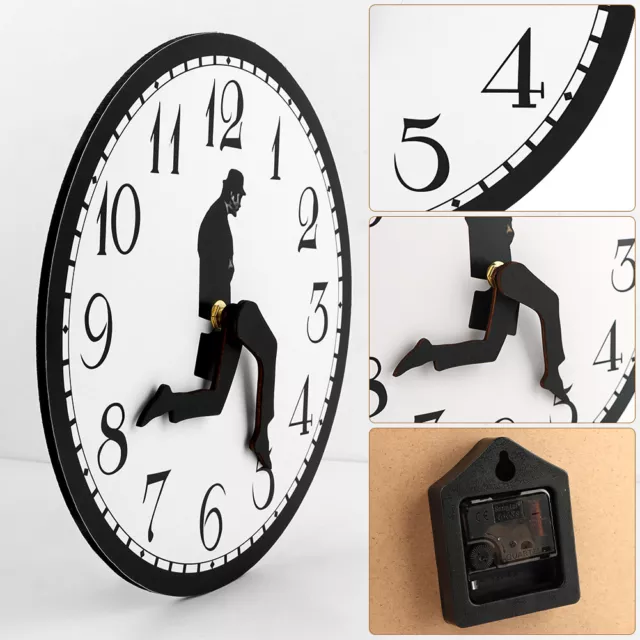 Battery Powered Wall Clock Home Decor Wooden Craft Walking Silent For Bedroom