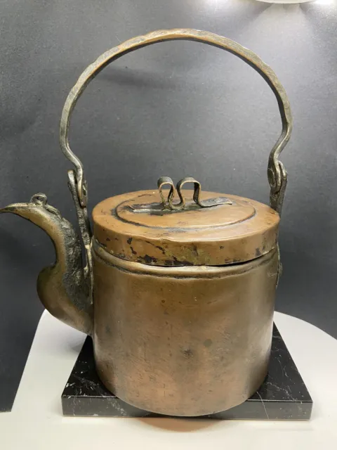 Antique Copper Kettle 19th Century Hand Wrought Hand Hammered