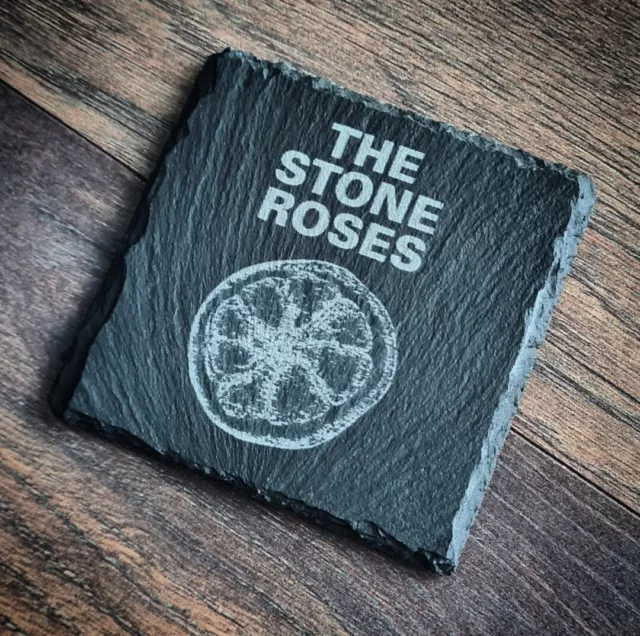 The Stone Roses Real Slate Coaster Laser Engraved Coffee Tea Gift Bar Gin Beer