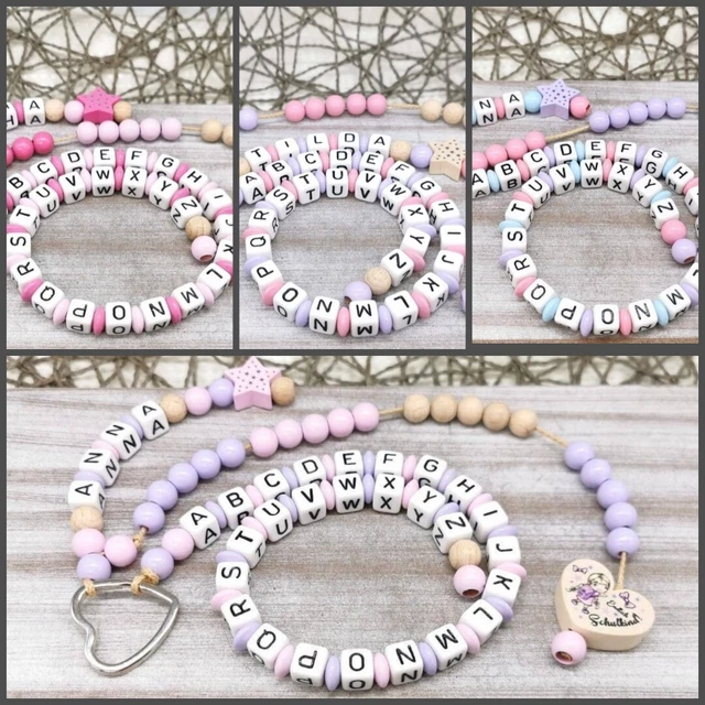 Rechenkette ABC-Kette endlich Schulkind Zählkette mit Namen Einschulung Rosa