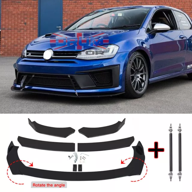 Alerón labial delantero divisor + varillas de puntales para VW Golf MK7 GTI MK6 MK5 MK4 MK3