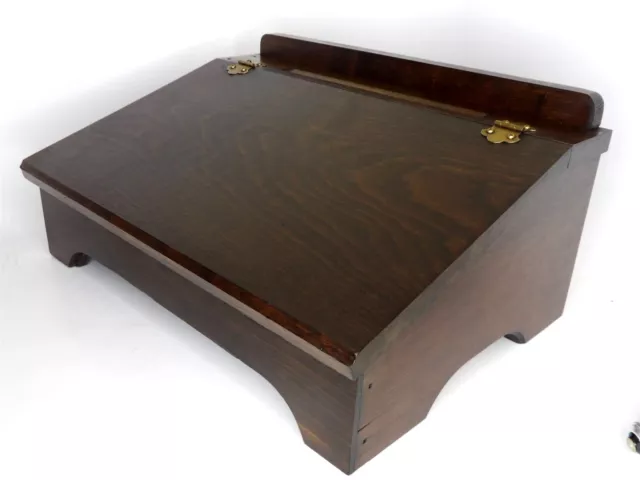 Wood Slope Folding Hinged Lid Wooden Slant Writing Lap Desk Storage Mid Century