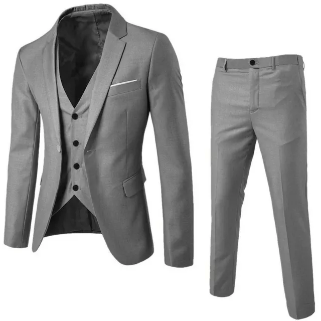 Business Men’s Suit Slim 2/ 3- Suit Blazer Wedding Party Jacket Vest Pant