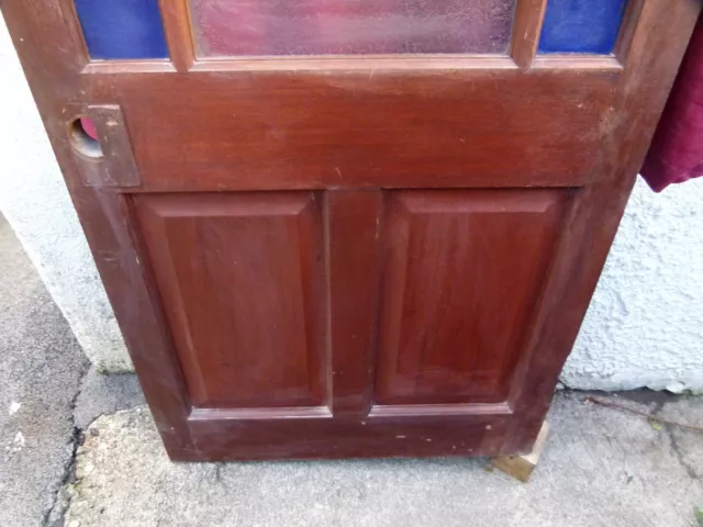 hardwood front door nine panel stained glass etched glass Edwardian Victorian 3