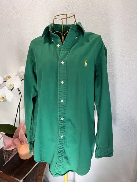 Polo Ralph Lauren Men's Collared Green Long Sleeve Button Down Shirt Sz Small