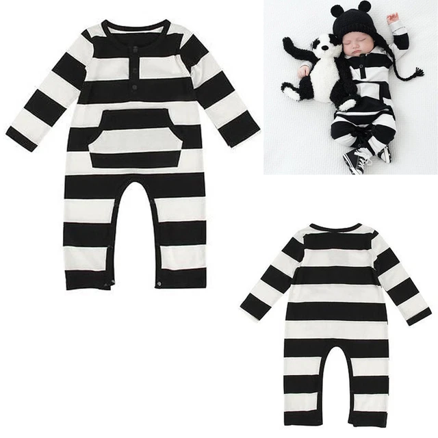 Newborn Infant Baby Boy Girl Striped Clothes Jumpsuit Romper Bodysuit Outfits
