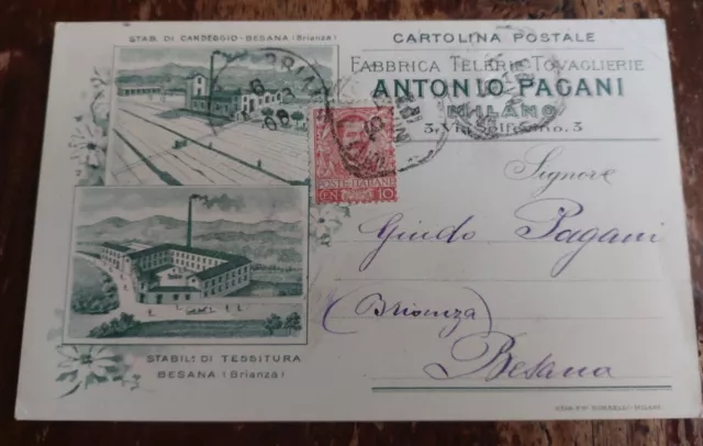 Cartolina D'epoca Originale Besana Brianza Stabilimento Di Candeggio Telerie Tov