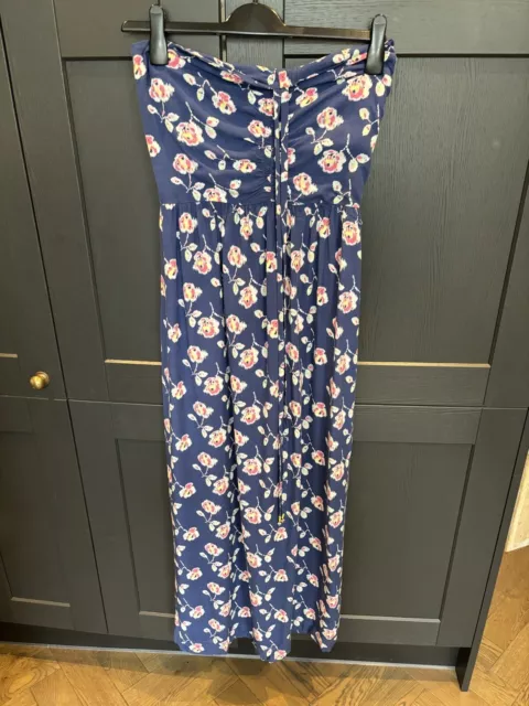 Tommy Hilfiger Blue Maxi Dress With Tie Neck And Floral Print Size L 14-16